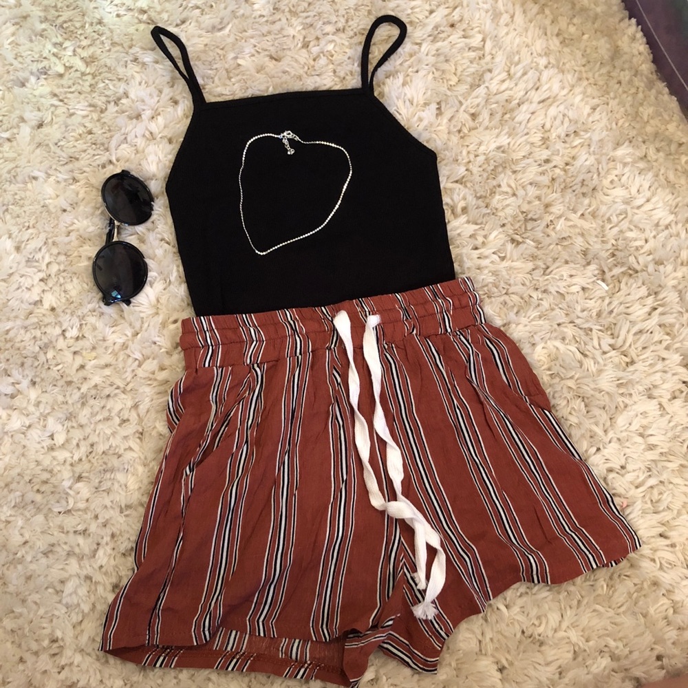 High waisted striped shorts